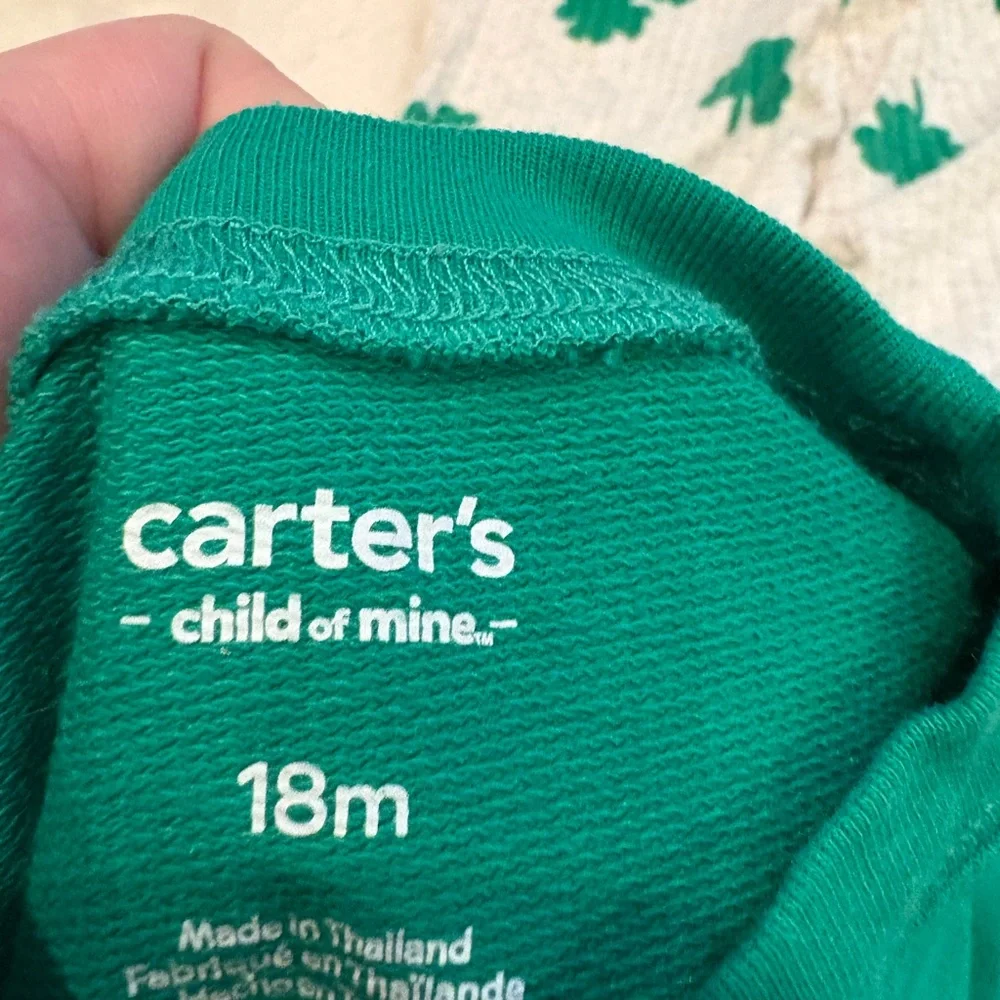 🌸5/$50🌸Carter’s Green "Lucky" Sweatshirt and Shamrock Leggings Set - Picture 4 of 4